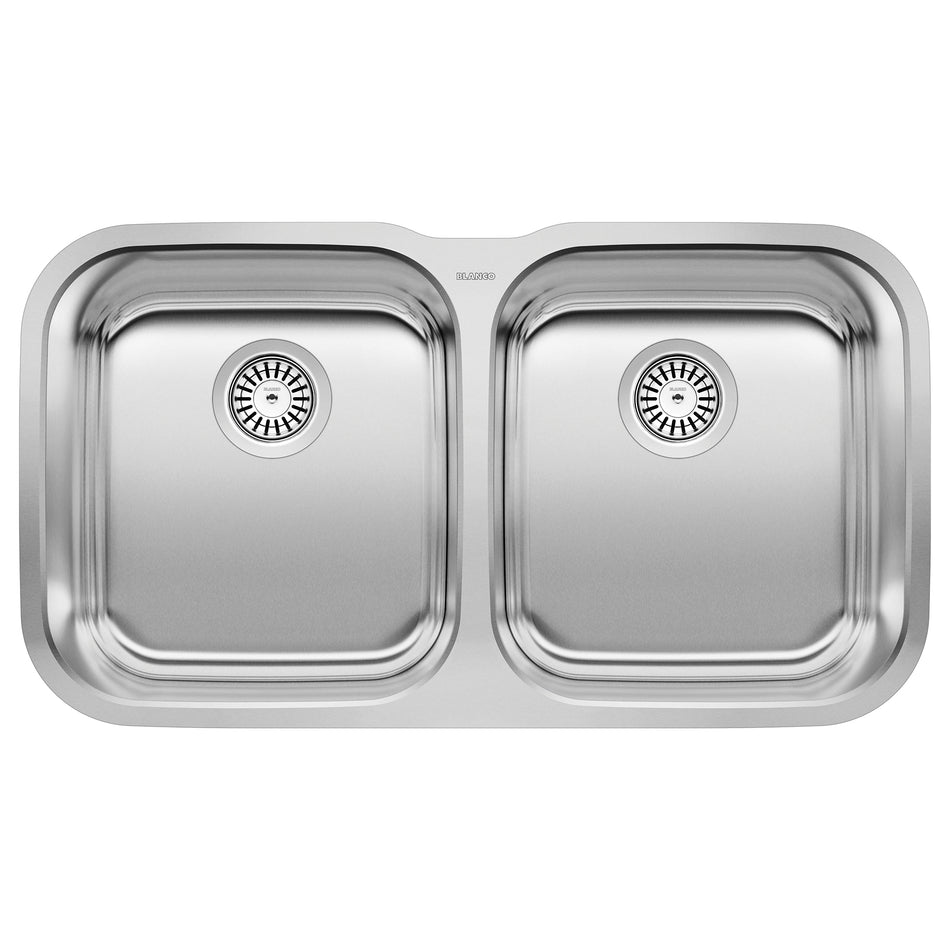 BLANCO STELLAR 441020 Kitchen Sink, Rectangular, 304 Stainless Steel, Refined Brushed, Import