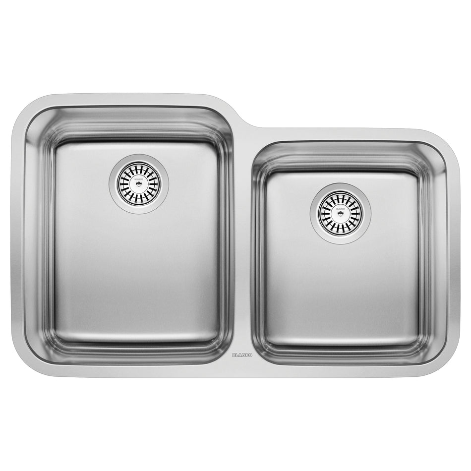 BLANCO STELLAR 441023 Kitchen Sink, Rectangular, 304 Stainless Steel, Refined Brushed, Import