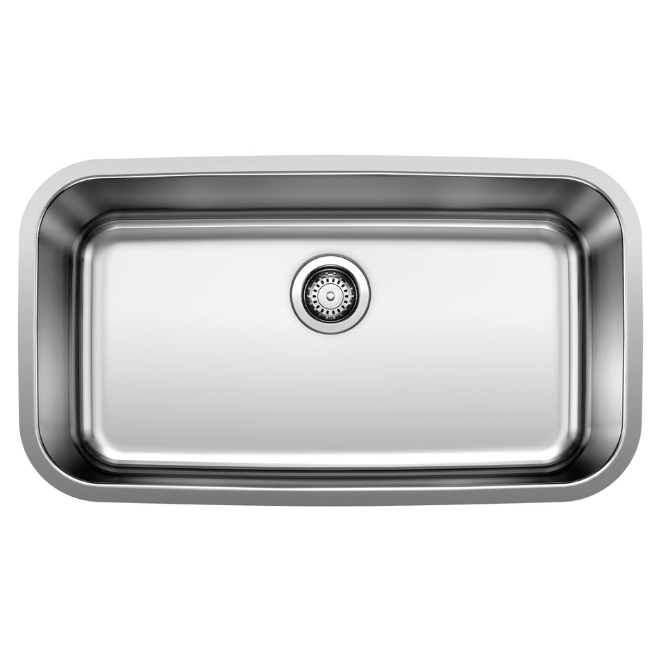 BLANCO STELLAR 441024 Kitchen Sink, Rectangular, 304 Stainless Steel, Refined Brushed, Import