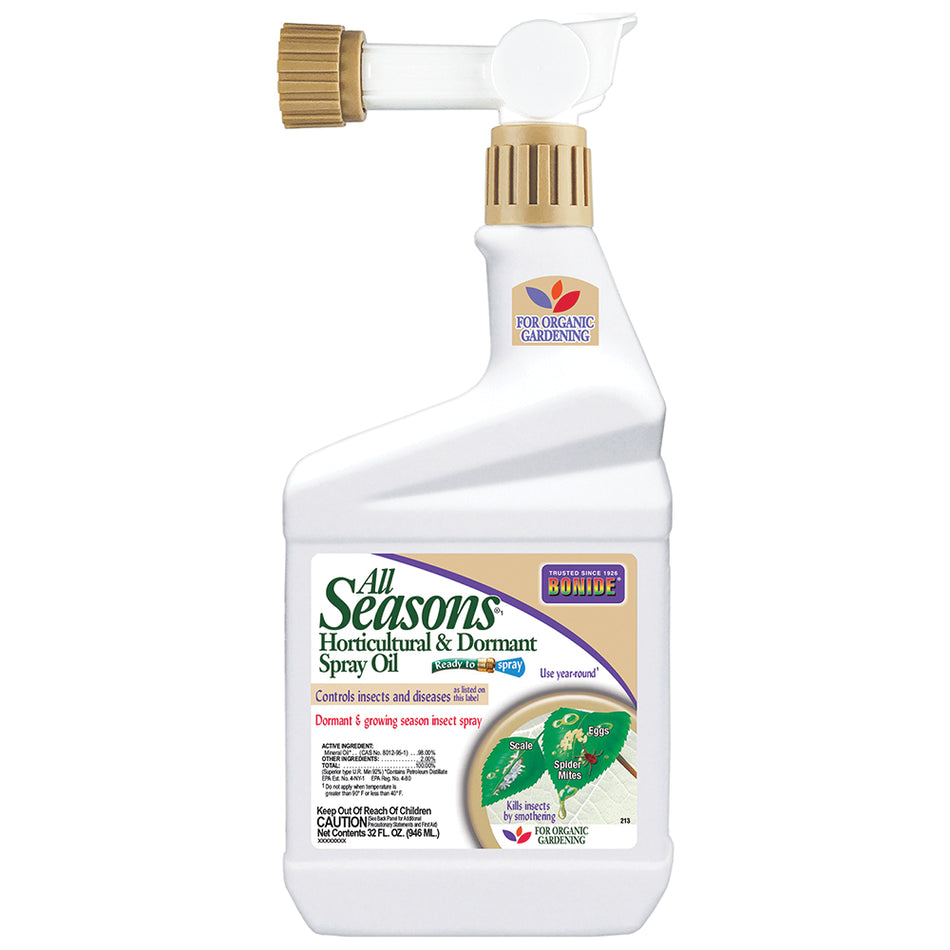 BONIDE® All Seasons® 213 Ready-To-Spray Horticultural Oil, Liquid, Spray Application, 1 qt