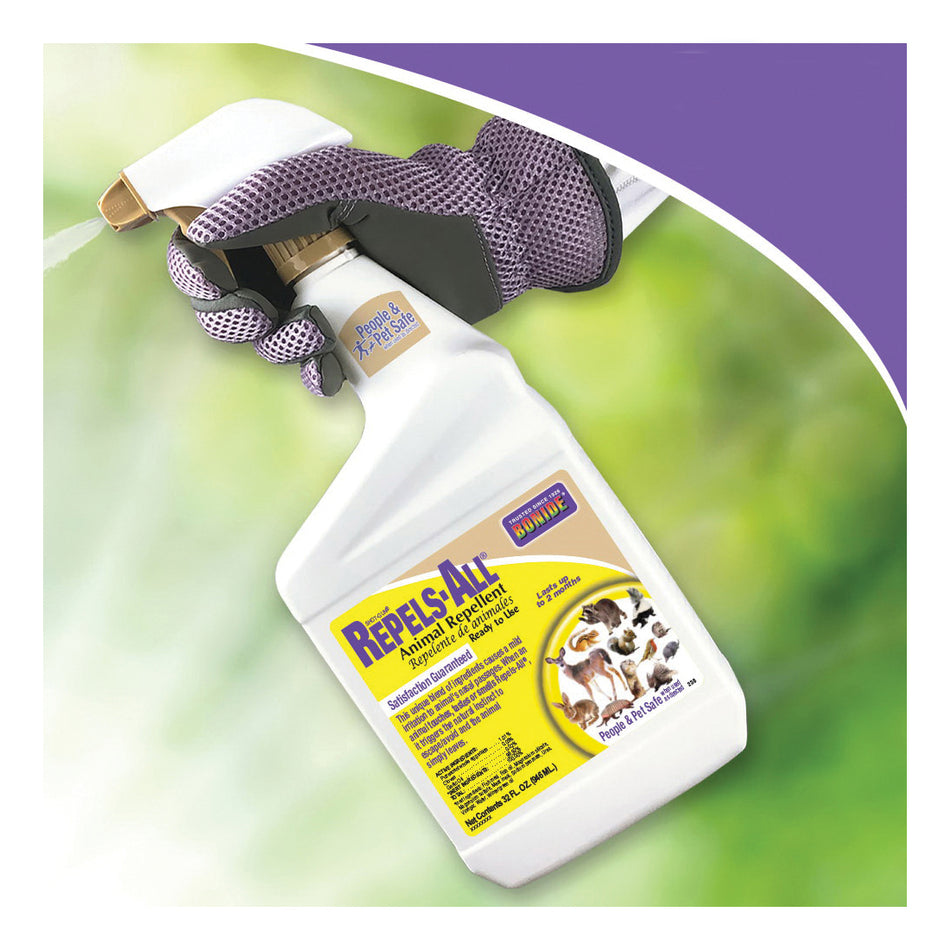 Repels-All® 238-P Ready-To-Use Animal Repellent, Liquid, Outdoor, Ready-To-Use, Spray Application, 1 qt, Spray Bottle