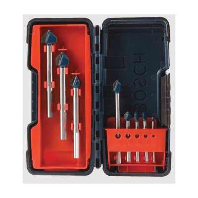 BOSCH GT3000 Glass and Tile Bit Set, 1/8 in Min Drill Bit, 3/4 in Max Drill Bit, 8 -Piece, Carbide, Bright