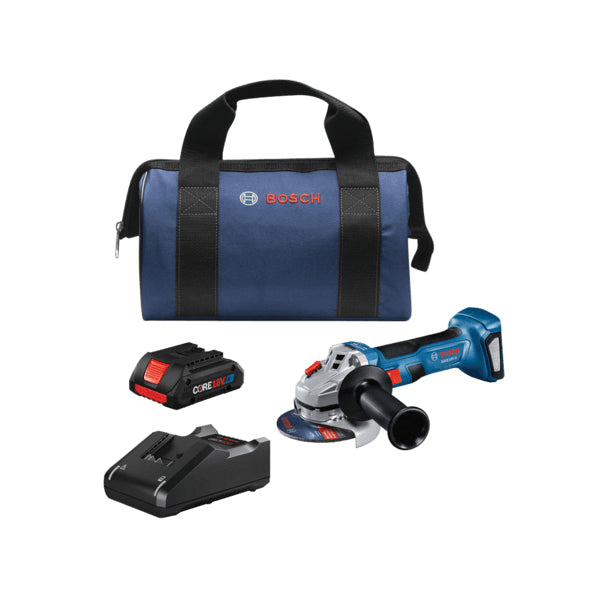 BOSCH GWS18V-8B15 Cordless Angle Grinder Kit, Tool/Kit: Kit, 4-1/2 in Dia Wheel, 5/8-11 Spindle Thread, 18 V, 4 Ah