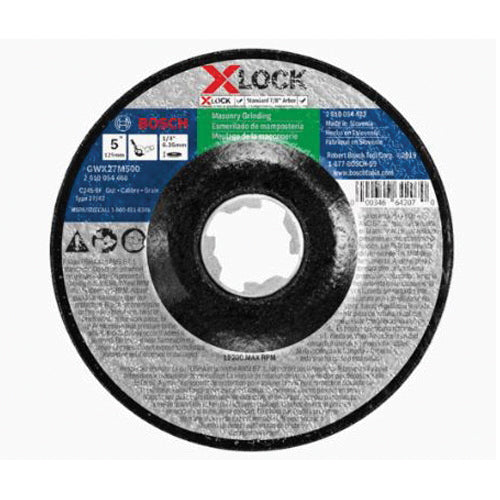 BOSCH GWX27M500 Abrasive Grinding Wheel, Type 27 Wheel, 5 in Dia, 1/4 in Thick, 7/8 in Arbor, 24 Grit