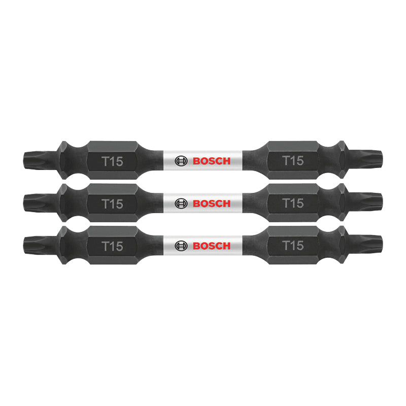 BOSCH Impact Tough™ ITDET152503 Impact Driver Bit, Torx® Point, T15 Point, 2-1/2 in OAL, 1/4 in Shank, Double End