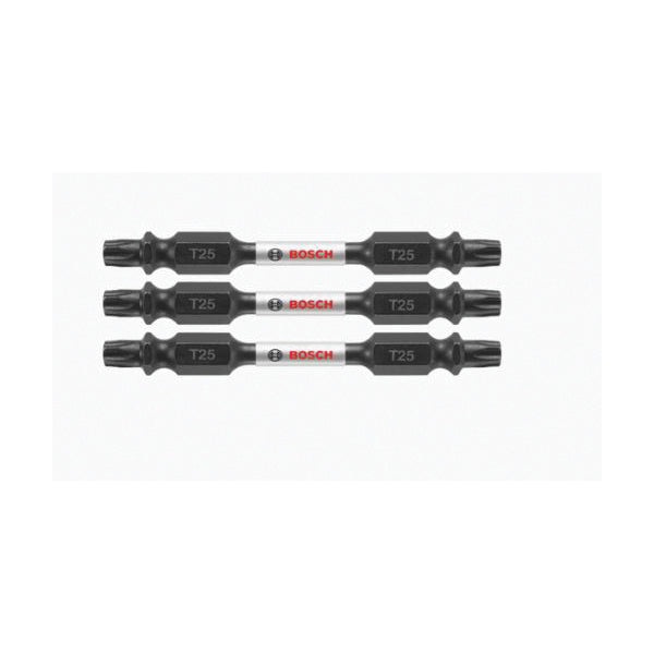 BOSCH Impact Tough™ ITDET252503 3-Piece Power Bit, Torx® Point, #25 Point, 2-1/2 in OAL, 1/4 in Shank, Double End