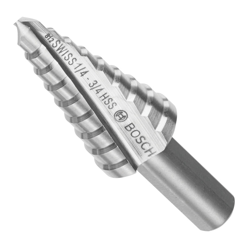 BOSCH SDC3 Turbo Step Drill Bit, 9 -Hole Size, 1/4 in Min Hole Size, 3/4 in Max Hole Size, HSS