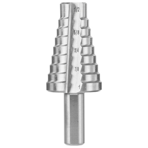 BOSCH SDC7 Turbo Step Drill Bit, 8 -Hole Size, 9/16 in Min Hole Size, 1 in Max Hole Size, HSS