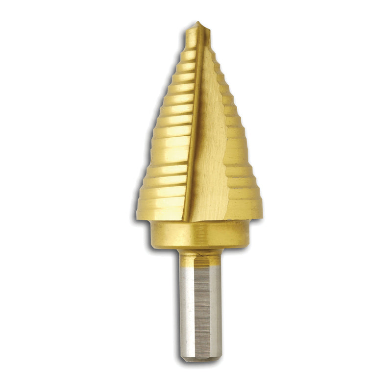 BOSCH SDT4 Step Drill Bit, 3 -Hole Size, 1/4 in Min Hole Size, 7/8 in Max Hole Size, Titanium, Titanium-Coated