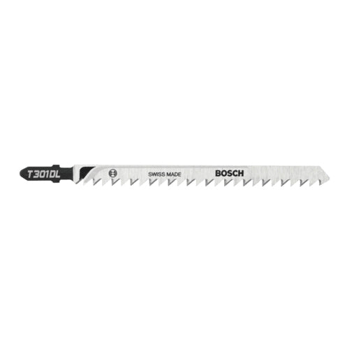 BOSCH T301DL Jig Saw Blade, 5-1/4 in L, Ground, Taper Ground Back Teeth, Straight Cut, 8 TPI TPI, T-Shank Shank