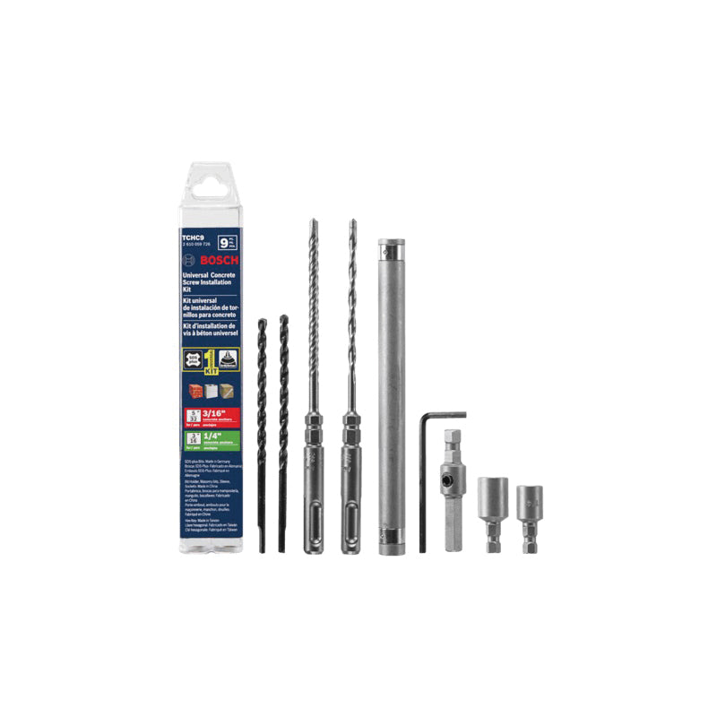 BOSCH TCHC9 Universal Concrete Screw Installation Kit, 9 -Piece