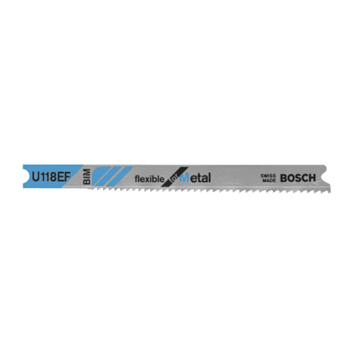 BOSCH U118EF Jig Saw Blade, 3-1/8 in L, Milled, Wavy Set Teeth, Straight Cut, 14 to 18 TPI TPI, U-Shank Shank