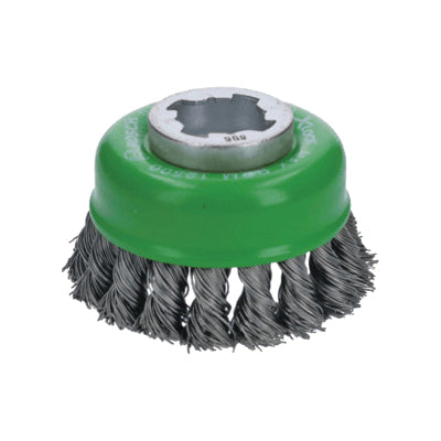 BOSCH X-LOCK® WBX329 1-Row Cup Brush, 3 in Dia Brush, Knotted Bristle, Stainless Steel Bristle