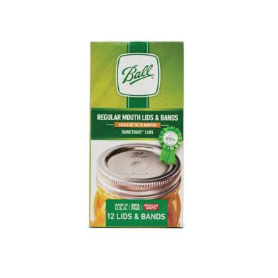 Ball® 1440030060 Regular Mouth Jar Lid and Band, Canning Lid and Band Lid, Tin-Plated Steel Lid, 6 in H