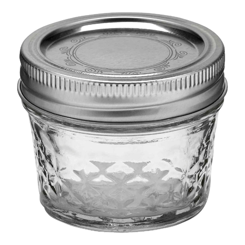 Ball® 1440080400 Quilted Crystal Mason Jar, 4 oz Capacity, Regular Mouth Lid, Glass, Dishwasher Safe