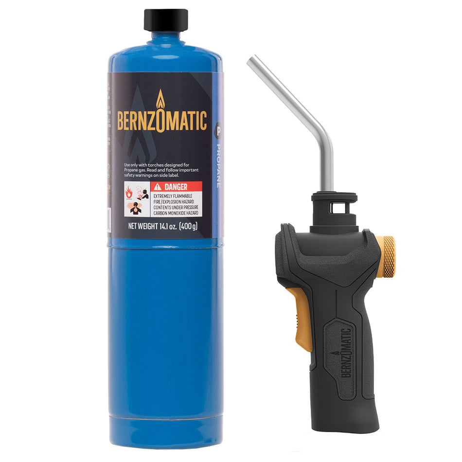 BernzOmatic® TS3500KC Basic Torch Kit, Propane Gas, Adjustable, Triple Point, Webbed Flame, Trigger Start Ignition