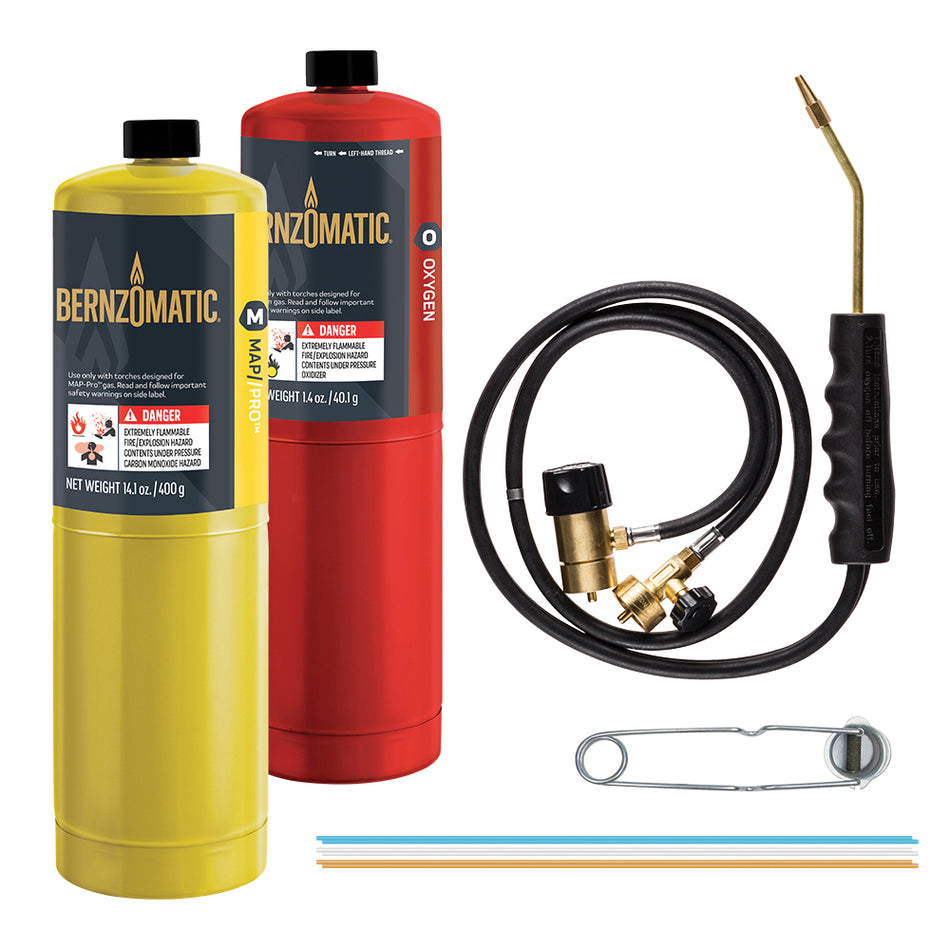 BernzOmatic® WK5500OX Torch Kit, MAP-Pro, Oxygen Gas, Adjustable, Precision Flame, Manual Ignition, 14.1 oz Gas