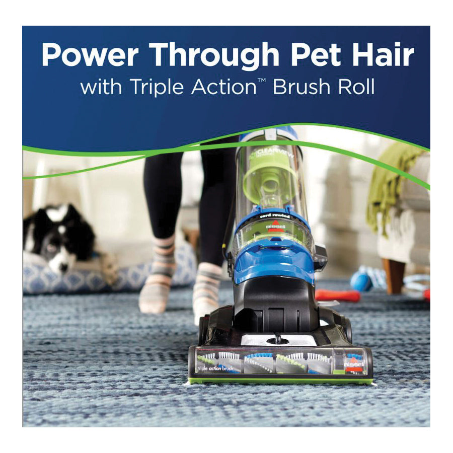 Bissell® CleanView® 2490 Rewind Pet Vacuum Cleaner, 1 L Vacuum, Cobalt Blue/Electric Green