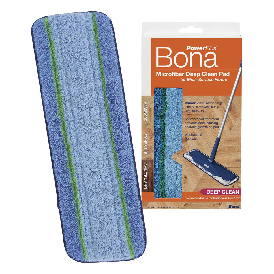 Bona® PowerPlus™ AX0003495 Deep Cleaning Pad, 15 in L x 4 in W Pad, Microfiber, For Use With: Bona® Family of Mops