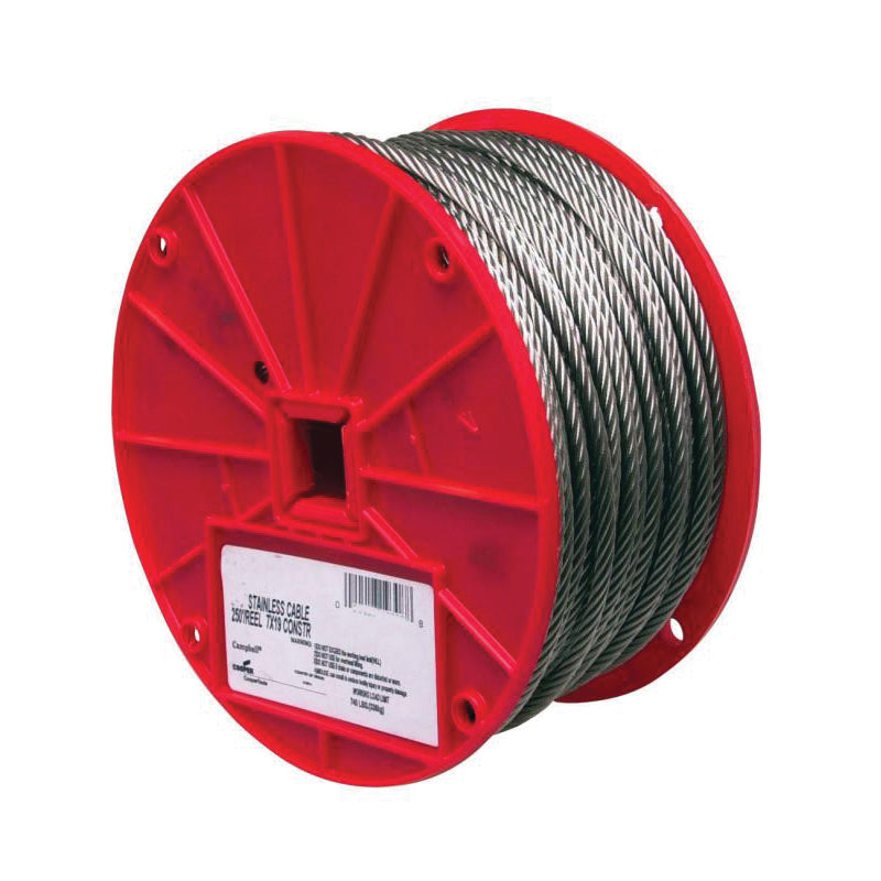 CAMPBELL® 7000826 Cable, 250 ft L, 1280 lb Load, 304 Stainless Steel