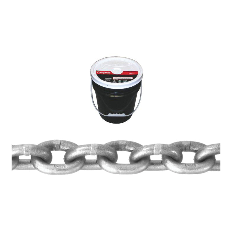 CAMPBELL® T0181613 High Test Chain, 3/8 in Trade, 75 ft L, 5400 lb Load, 43 Grade, Carbon Steel, Bright