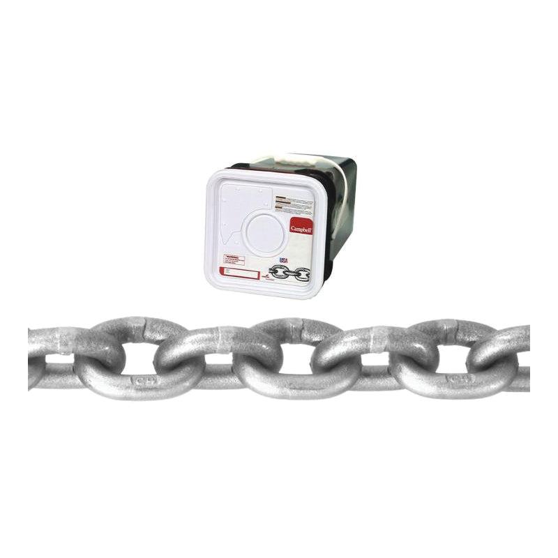 CAMPBELL® T0184516 High Test Chain, 5/16 in Trade, 60 ft L, 3900 lb Load, 43 Grade, Carbon Steel, Bright