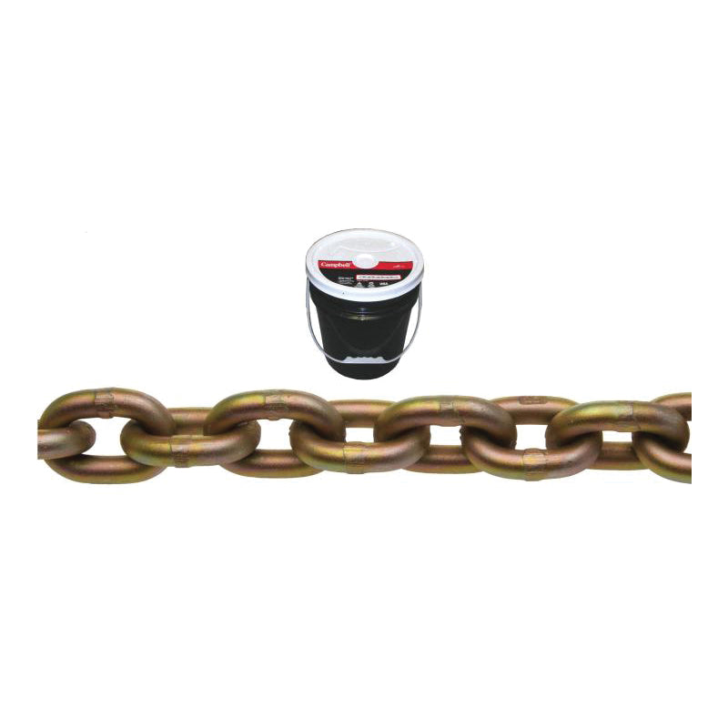 CAMPBELL® T0510513 Transport Chain, 5/16 in Trade, 100 ft L, 4700 lb Load, 70 Grade, Carbon Steel, Yellow Chromate