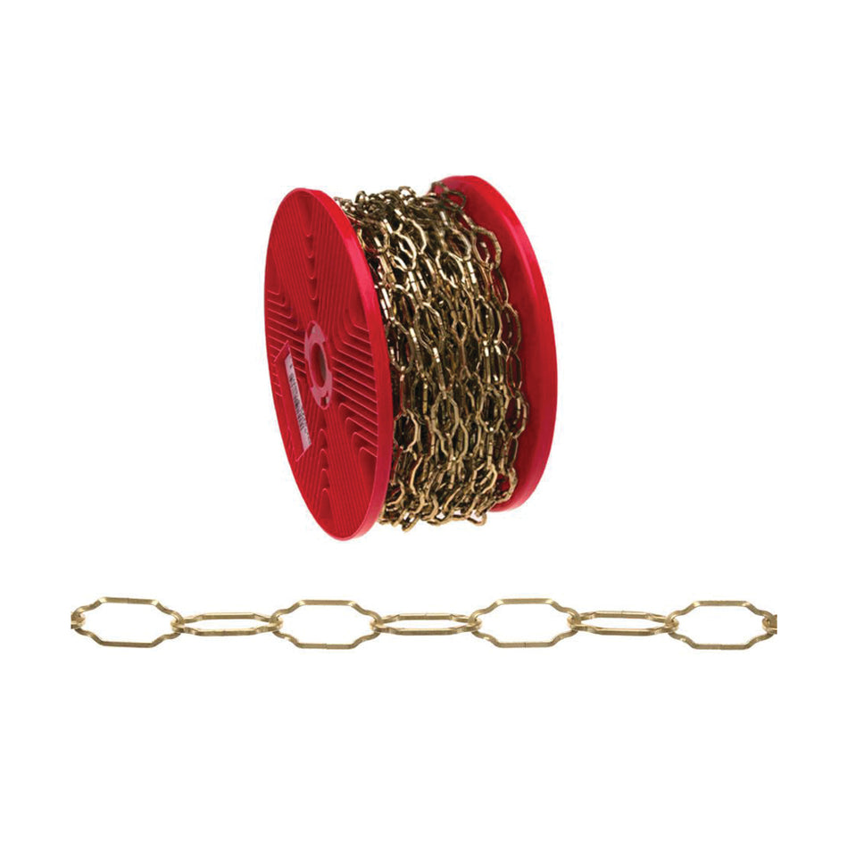 CAMPBELL® T0713187 Cathedral Chain, #31 Trade, 98 ft L, 20 lb Load, Brass-Plated