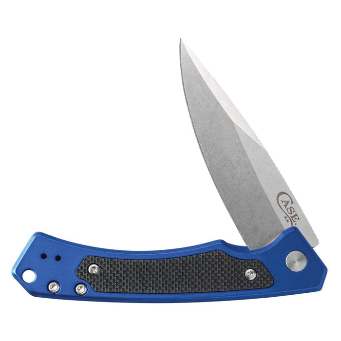 CASE® XX 25882 Marilla Knife, 1 -Blade, Drop Point Blade, 3.4 in L Blade, Steel Blade, Aluminum Handle, Blue Handle