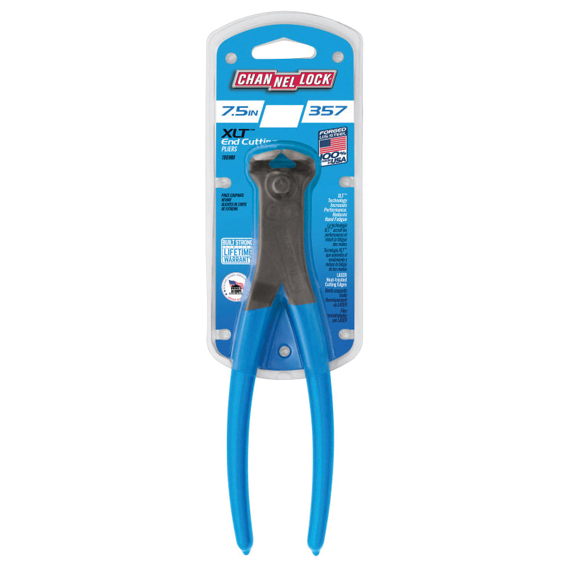 CHANNELLOCK® 357 Plier, 7-1/2 in OAL, 0.162 in Cutting Capacity, 1-5/8 in W Jaw, 11/32 in L Jaw, Ergonomic Handle