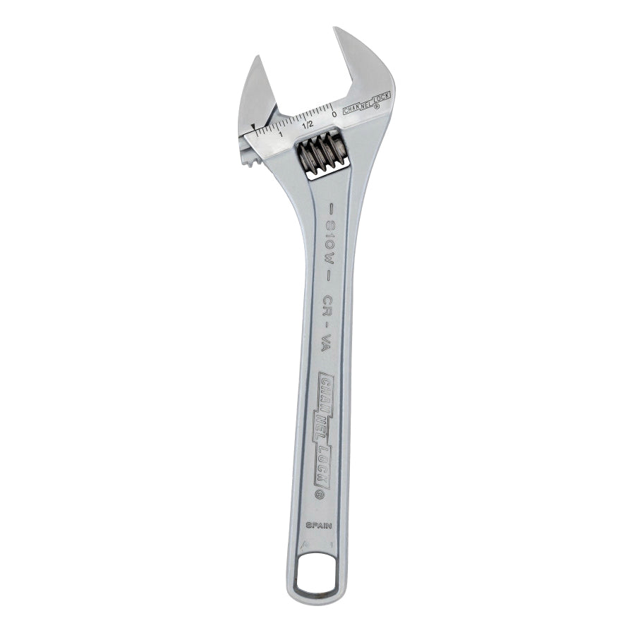 CHANNELLOCK® 810W Adjustable Wrench, 10 in OAL, 1.38 in Jaw, Chrome Vanadium Steel Jaw