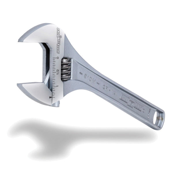 CHANNELLOCK® 810W Adjustable Wrench, 10 in OAL, 1.38 in Jaw, Chrome Vanadium Steel Jaw