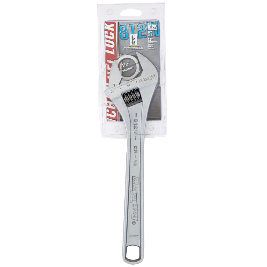 CHANNELLOCK® 812W Adjustable Wrench, 12 in OAL, 1-1/2 in Jaw, Chrome Vanadium Steel Jaw