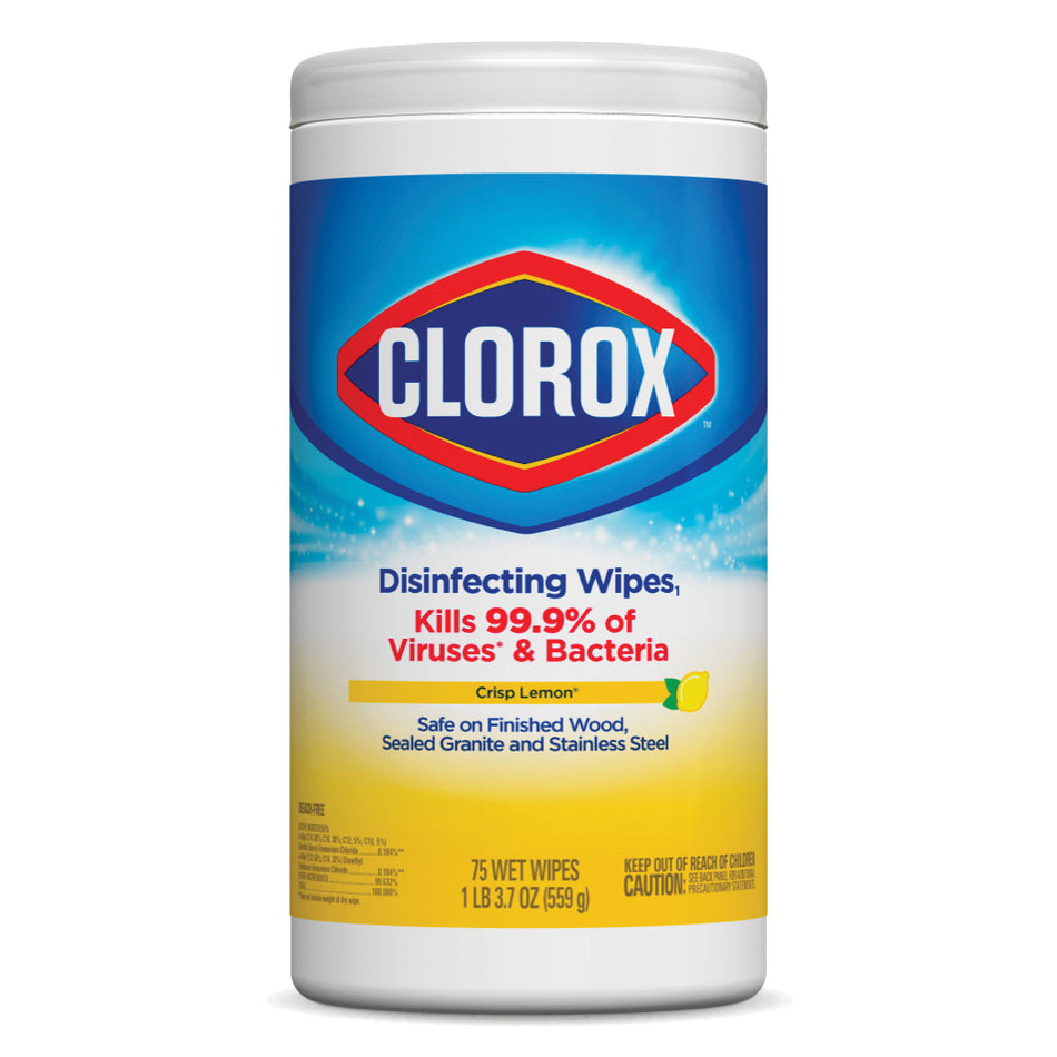 CLOROX® 01628 Disinfecting Wipes, Crisp Lemon, 1 lb