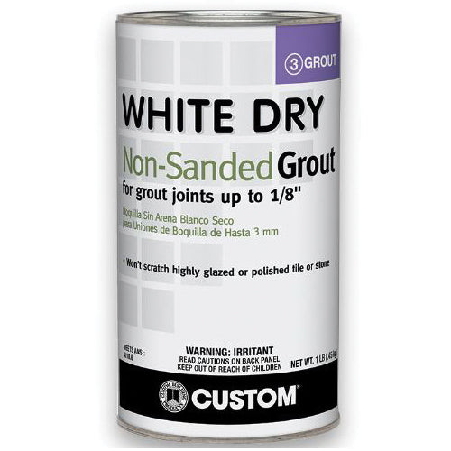 CUSTOM® WDG1-6 Non-Sanded Grout, Solid Powder, White, 1 lb, Can