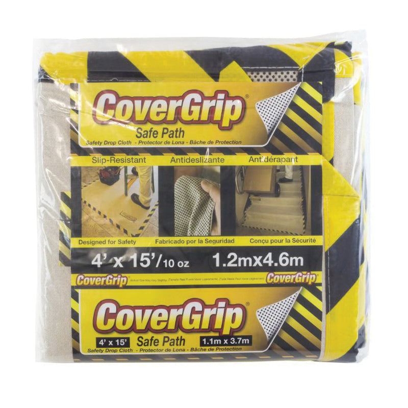 CoverGrip® 41510 Heavy-Duty Non-Slip Safety Drop Cloth, 4 ft W, 15 ft L