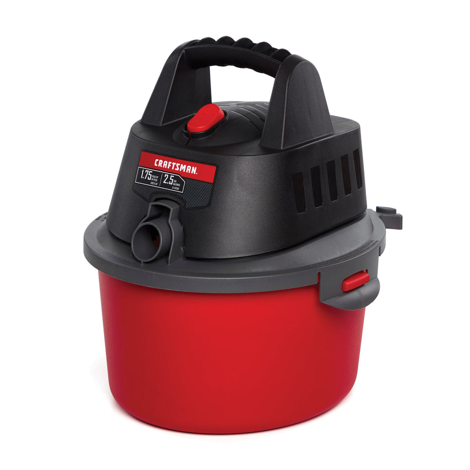 Craftsman® CMXEVBE17250 Wet/Dry Vacuum, 120 V Power Supply, 2.5 gal Vacuum, 5 ft L Hose, Bare Tool/Kit: Bare Tool