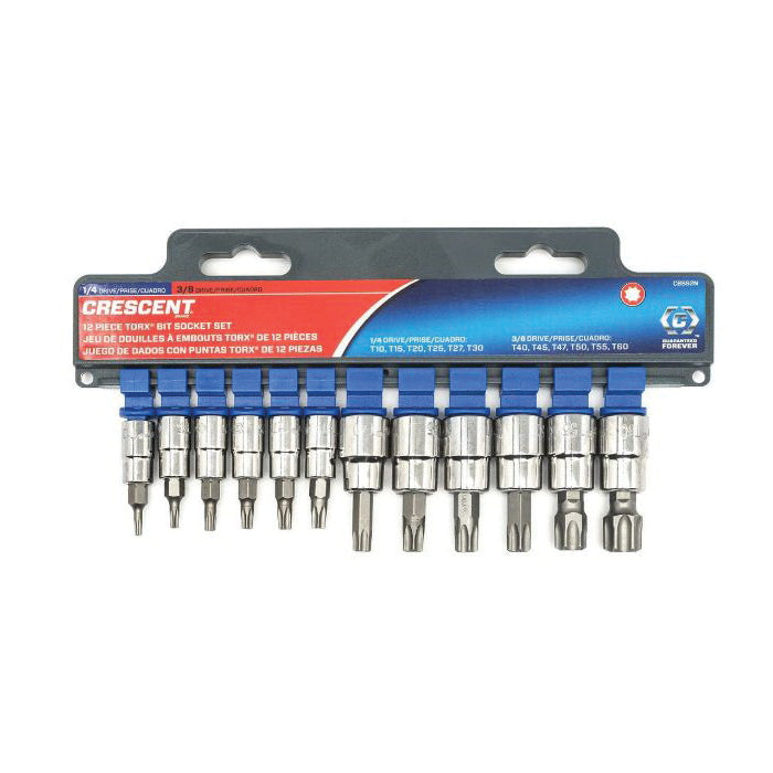 CRESCENT® CBSS2N Socket Bit Set, 1/4 in, 3/8 in Drive, 12 -Piece