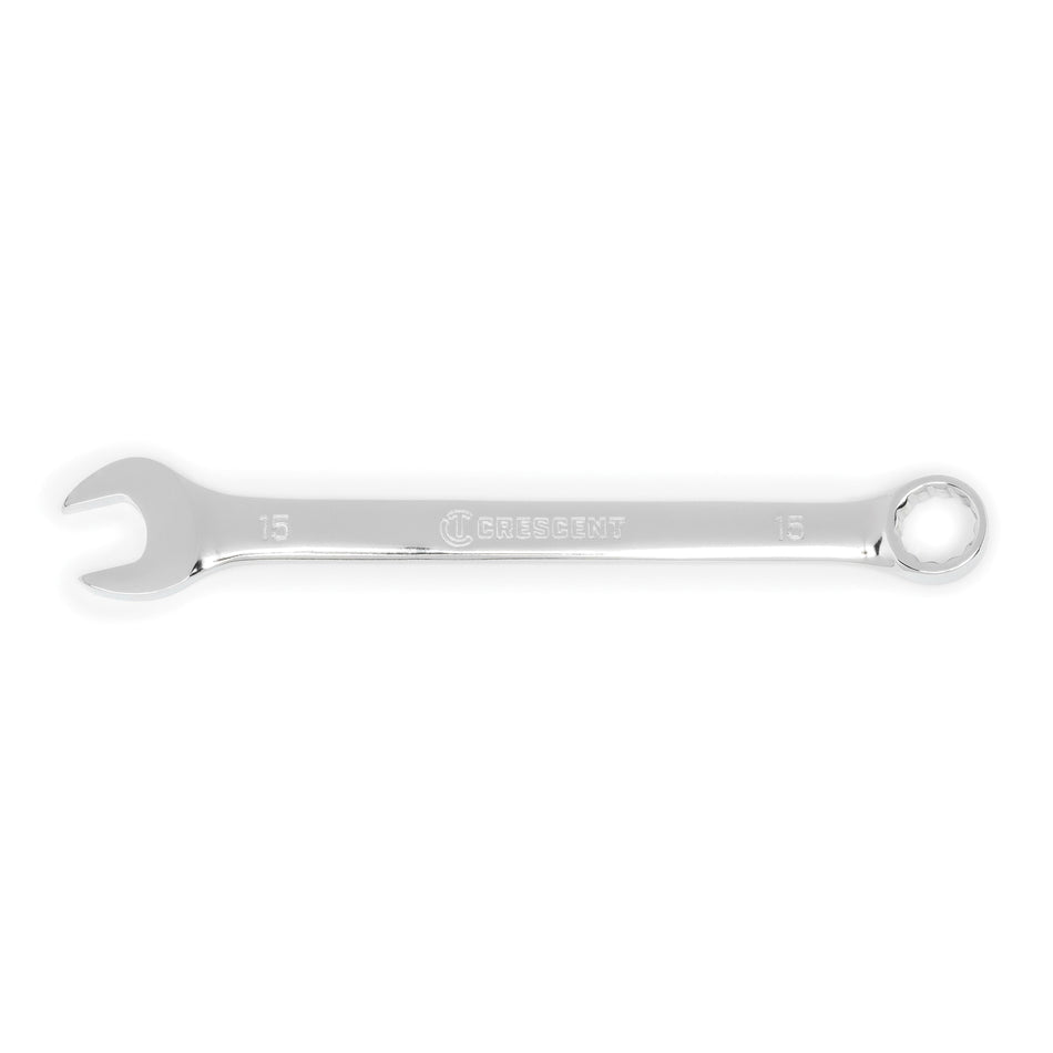 CRESCENT® CCW26-05 Combination Wrench, 15 mm Wrench Opening, 12 -Point, 7.87 in OAL, Alloy Steel Wrench