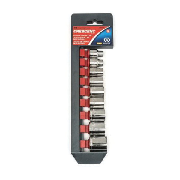 CRESCENT® CSAS4N Socket Set, 3/8 in Drive, System of Measurement: Imperial, 12 -Point, 9 -Piece