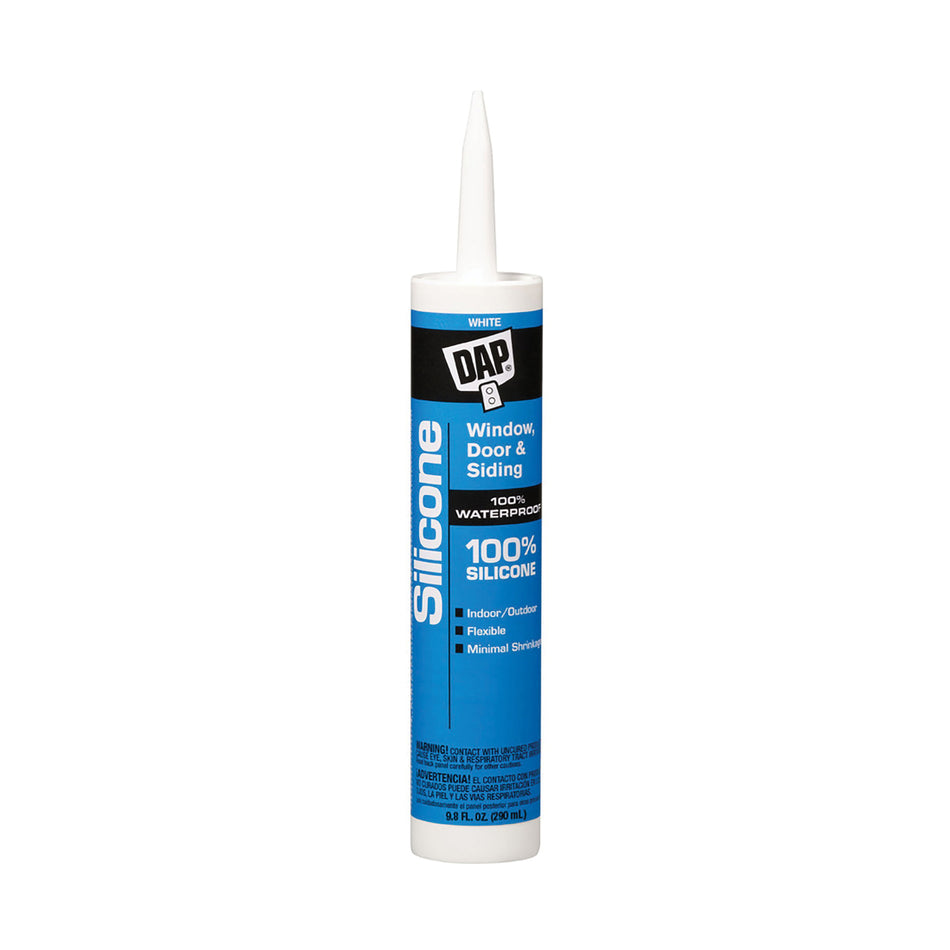 DAP® 08646 Sealant, Paste, White, Acetic Acid, Vinegar, Rubber Base, 24 hr Curing, 9.8 fl-oz, Cartridge, Tube