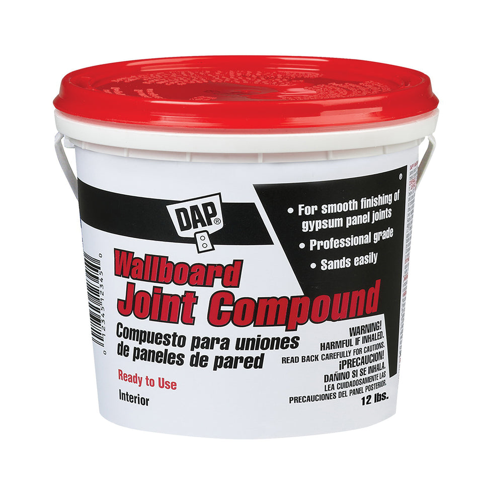 DAP® 10102 Wallboard Joint Compound, Creamy Paste, White, Mild, Musty, 24 hr Curing, 12 lb