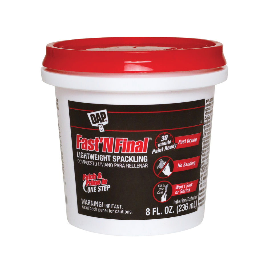 DAP® Fast 'N Final® 12140 Lightweight Spackling, Paste, White, Mild, 8 fl-oz