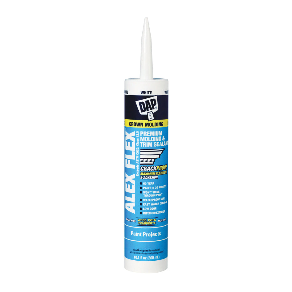 DAP® Alex Flex® 18542 Premium Molding and Trim Sealant, Paste, White, Very Slight Ammonia, Acrylic Polymer Base