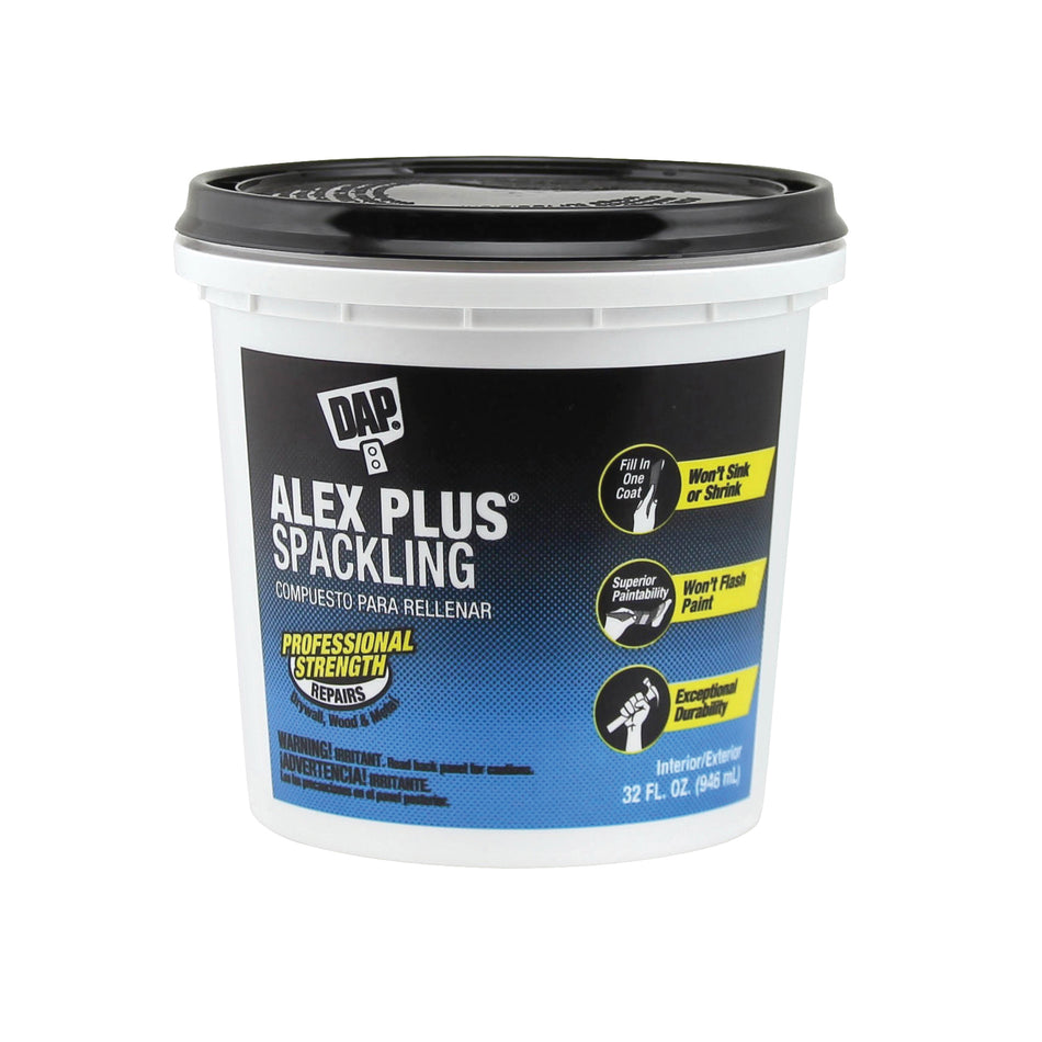 DAP® ALEX PLUS® 18746 Flexible Spackling, Paste, White, Mild, 32 fl-oz