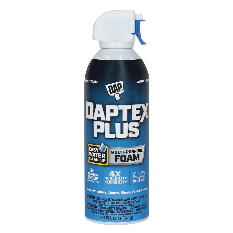 DAP® DAPtex® Plus 18836 Multi-Purpose Foam Sealant, Foam, White, 24 hr Full Cure, 12 oz, Can