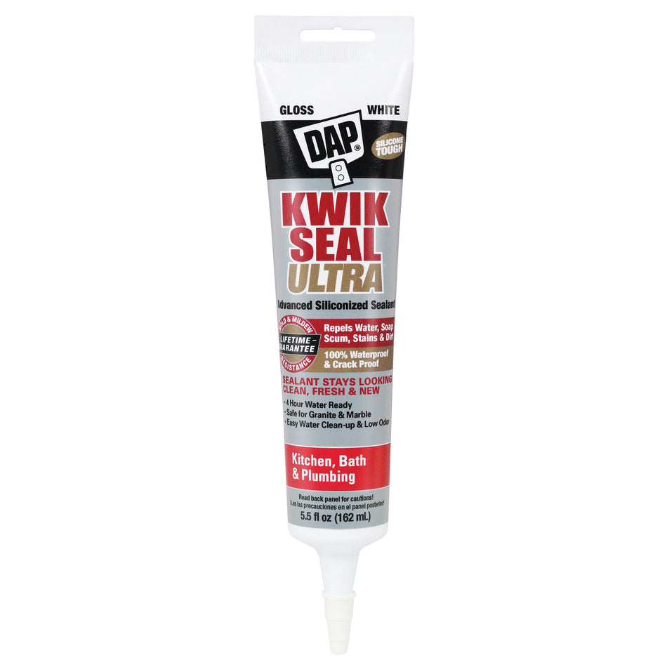 DAP® 18894 Advanced Sealant, Paste, Gloss White, Very Slight Ammonia, 5.5 oz, Tube