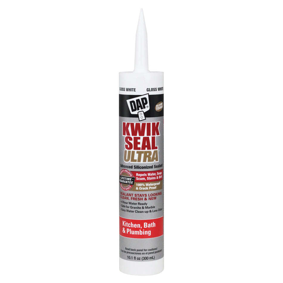 DAP® 18894 Advanced Sealant, Paste, Gloss White, Very Slight Ammonia, 5.5 oz, Tube