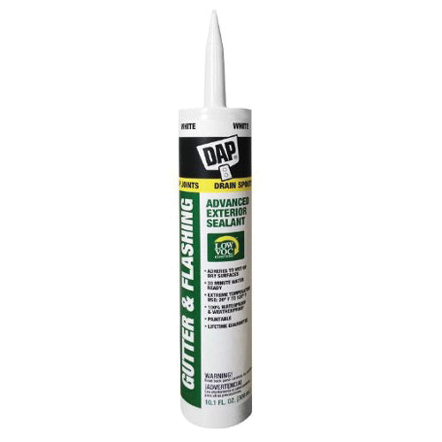 DAP® 7079801835 Gutter and Flashing Advanced VOC Compliant Exterior Sealant, Paste, Medium Gray, Very Mild, 24 hr Curing