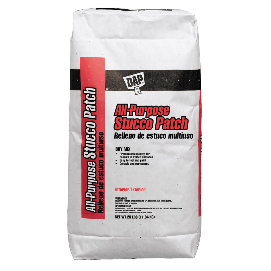 DAP® 7079810502 All-Purpose Stucco Patch, Powder, White, 3 days Curing, 25 lb, Bag